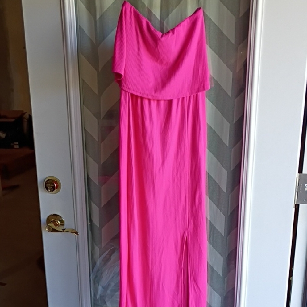 See You Monday Vibrant Pink Strapless Dress